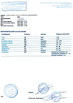 Биохимический анализ крови (форма 228/у)